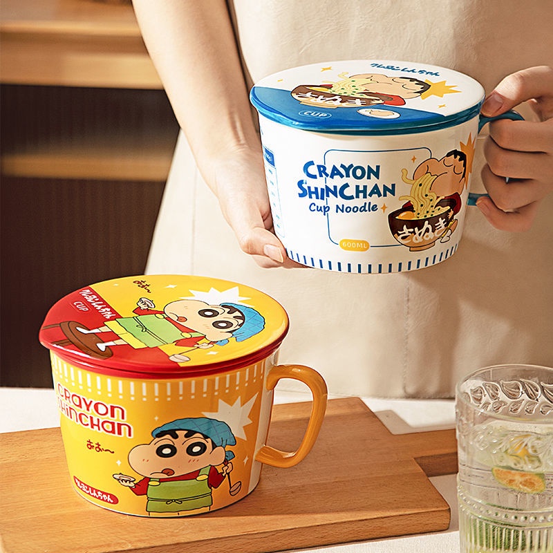 Tô Sứ Ăn Mì In Hình Cậu Bé Bút Chì Shin-Chan Phong Cách Nhật Bản Dễ Thương Có Nắp Đậy Tiện Dụng Cho Học Sinh