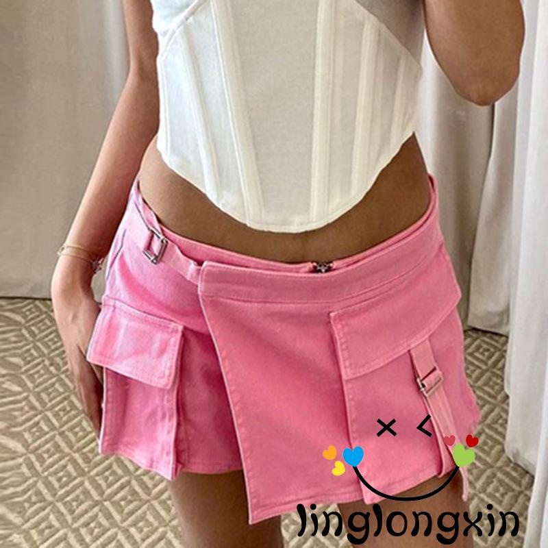 Chân Váy Ngắn 2 Túi Màu Sắc Thời Trang Mùa Hè Cho Nữ