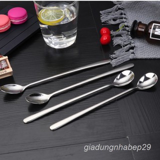 Thìa inox cán dài 19cm /Muỗng sinh tố mẫu trơn không gỉ