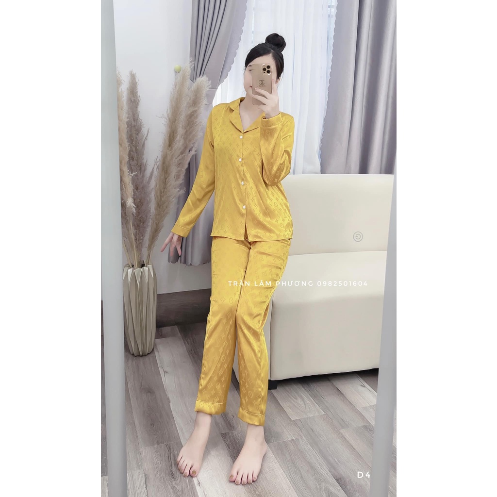 Bộ pijama lụa gấm Quần dài Áo dài