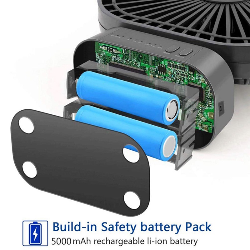 Máy tính để bàn Quạt USB có thể sạc lại Mini với bộ hẹn giờ có thể gập lại 3 tốc độ 7 lá Quạt yên tĩnh di động cho cắm trại ngoài trời văn phòng