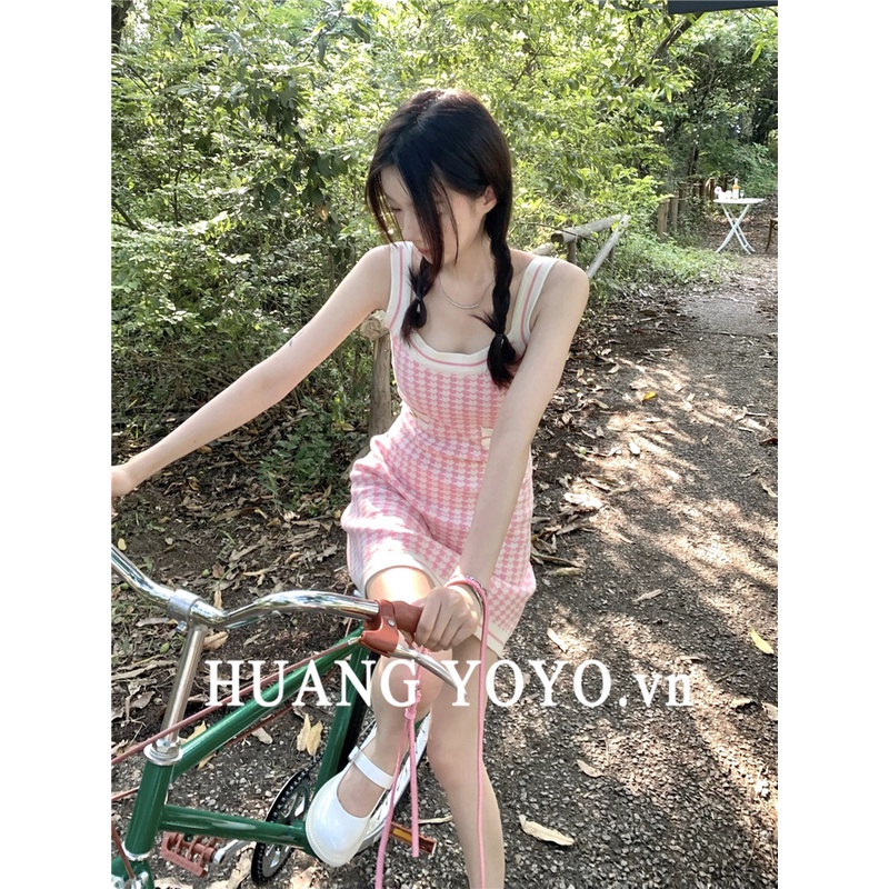 Đầm Midi Tay Ngắn Cổ Polo Họa Tiết Kẻ Sọc Thời Trang Mùa Hè Phong Cách Hàn Quốc Cho Nữ