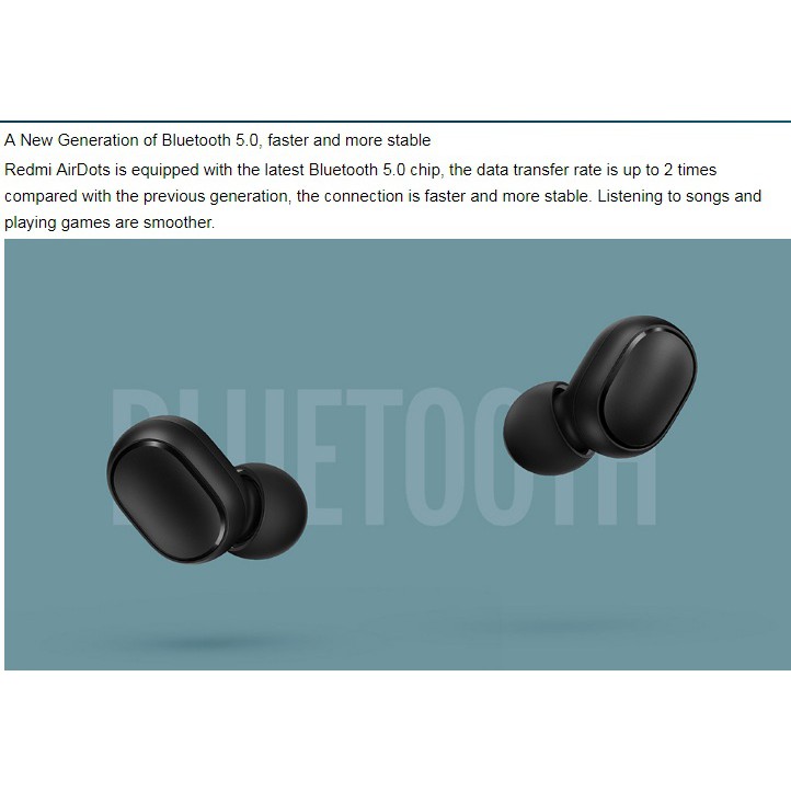 Tai Nghe Bluetooth Không Dây Xiaomi Airdots 2 Mi redmi TWS AirPods 3 Kèm Mic redmi