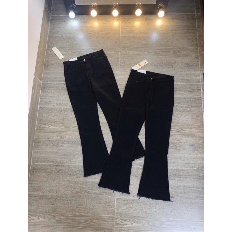 Quần jean ống loe quần bò quần jean trơn màu đen ống loe co giãn 4 chiều