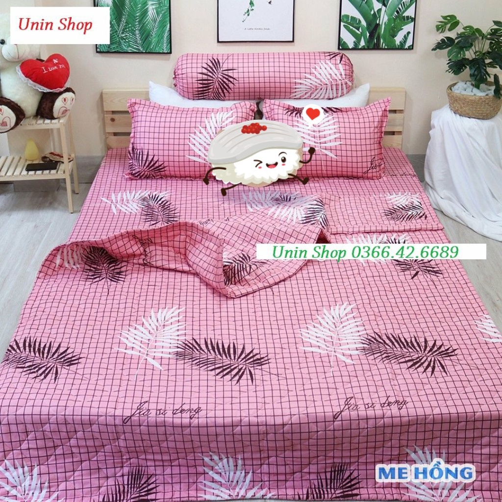 Bộ 5 món chăn hè HELLO KITTY, poly cotton loại 1, mền trần gòn siêu nhẹ 3 lớp - 1 chăn + 1ga + 2 vỏ nằm + 1 vỏ ôm