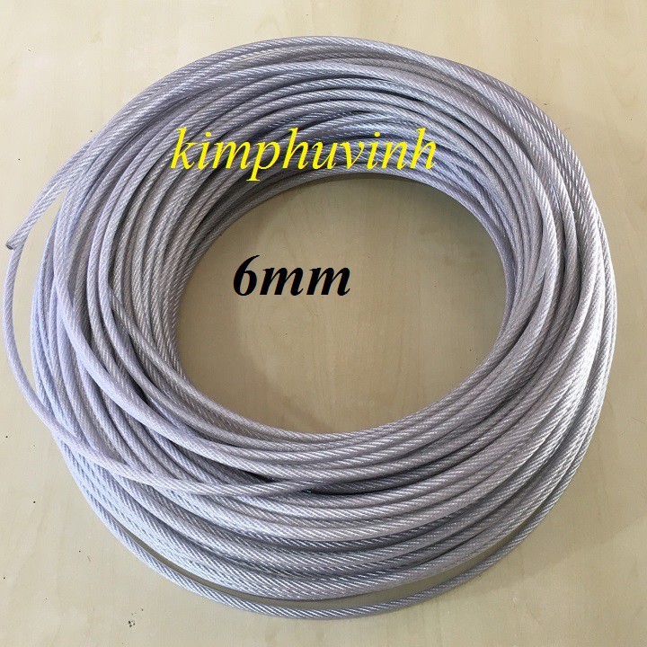 5 MÉT - 6LY DÂY CÁP THÉP BỌC NHỰA 6MM - DÂY CÁP BỌC NHỰA 6li