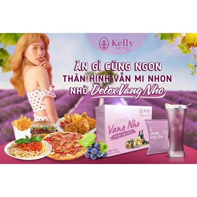 [Chính hãng] Trà Detox Vang nho- Trà Nho kelly detox 15 gói