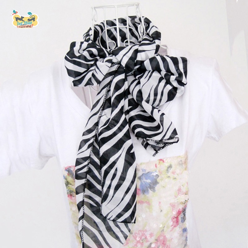 Khăn choàng nữ, vải chiffon, dài, in sọc ngựa vằn, thời trang
 | BigBuy360 - bigbuy360.vn