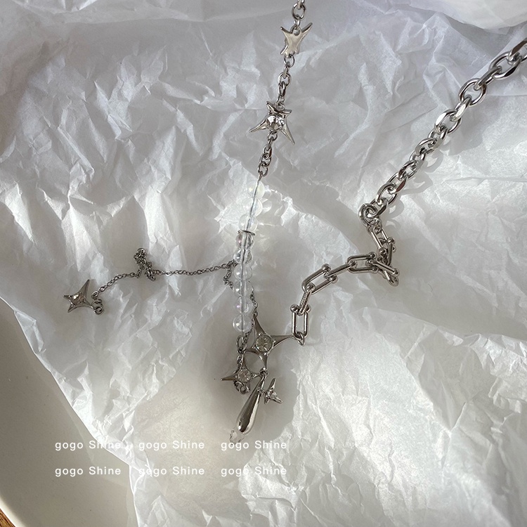 Vòng cổ Thép Titan Phối Tua Rua Phong Cách Hàn Quốc Thời Trang Cho Nữ