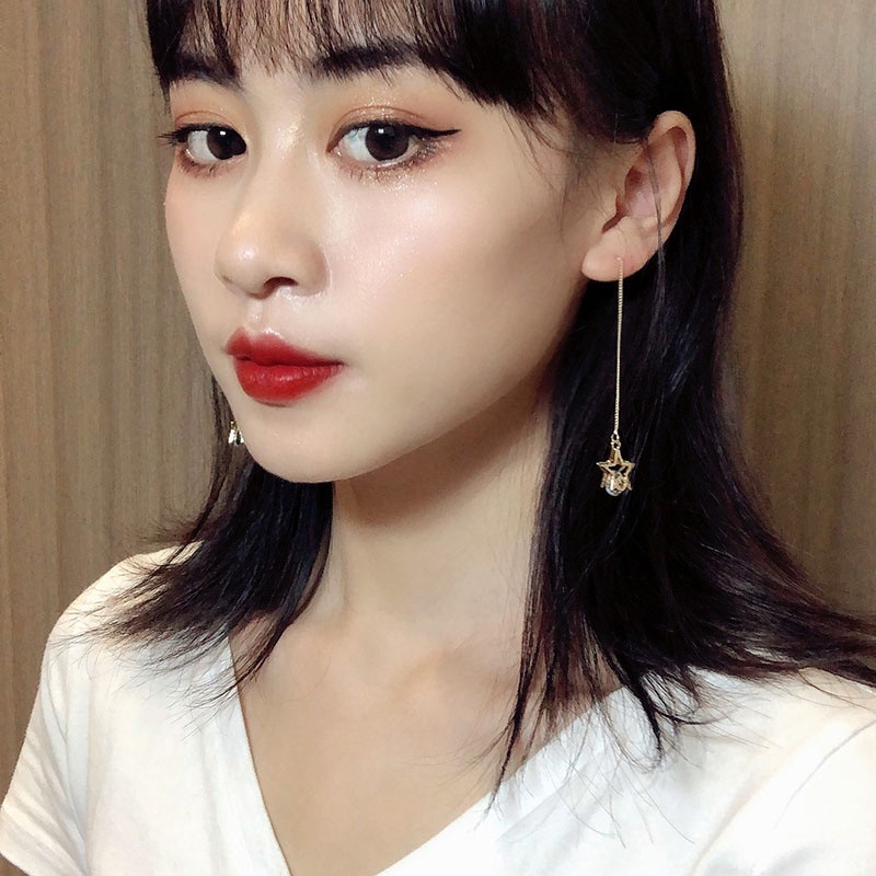 Bông Tai Dáng Dài Mặt Hình Ngôi Sao Đơn Giản Phong Cách Hàn Quốc