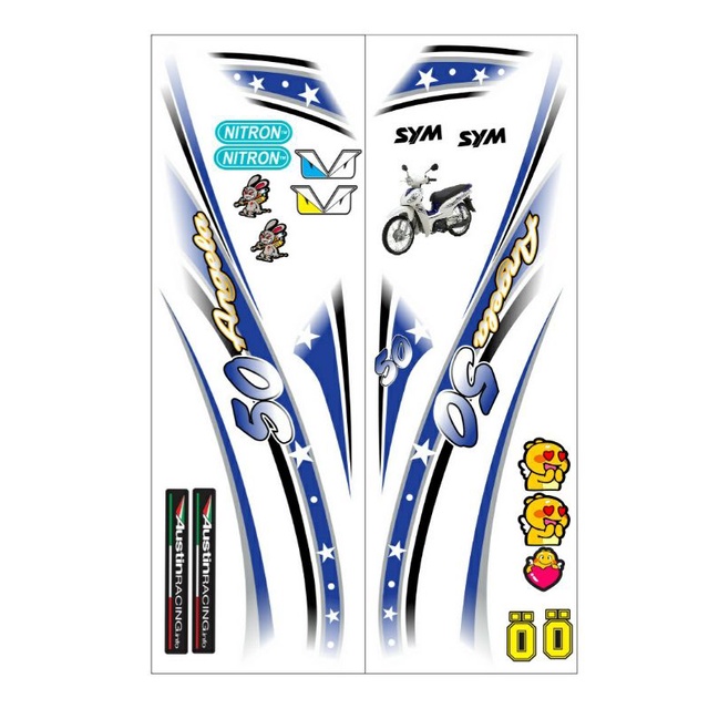 Tem rời dán xe angela 50