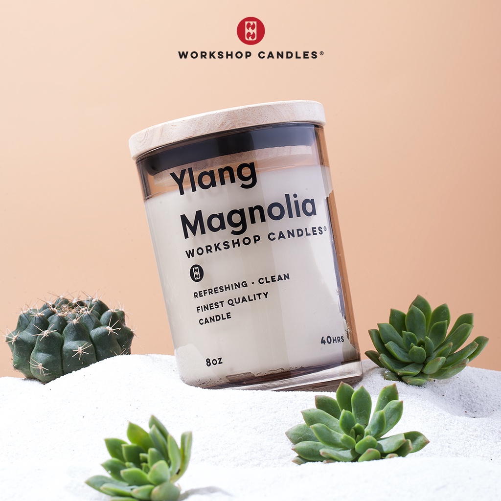 Nến thơm Magnolia Ylang Workshop Candles H&amp;H Home 8oz hương hoa ngọc lan tây nhẹ nhàng