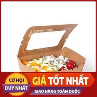HN1212  10 hộp giấy chữ nhật Kraft mặt trong 500ml