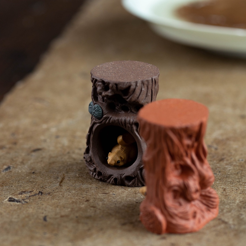 Gác nắp ấm trà, Ấm Tử Sa Hình chú Sóc Gốc Cây (Đồ chơi bàn trà)