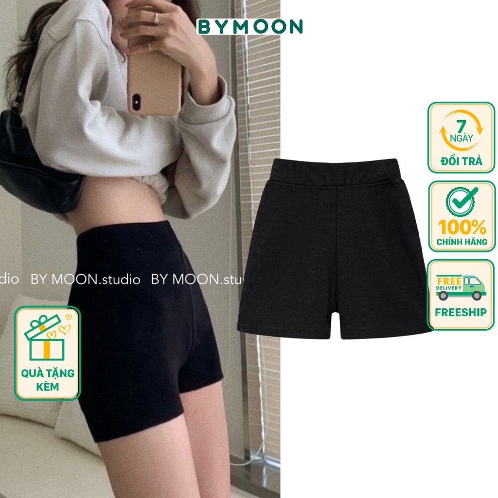 Quần legging đùi quần short biker gân tăm dáng ngắn nữ cạp cao co giãn 4 chiều  gen bụng  eo thon tôn dáng BY MOON Q001 | BigBuy360 - bigbuy360.vn