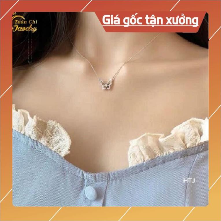 Dây Chuyền Bạc ⚡SALE SỐC⚡ Vòng Cổ Bạc Nữ Liền Mặt Họa Tiết Hình Con Bướm Dịu Dàng Free Ship Toan quoc