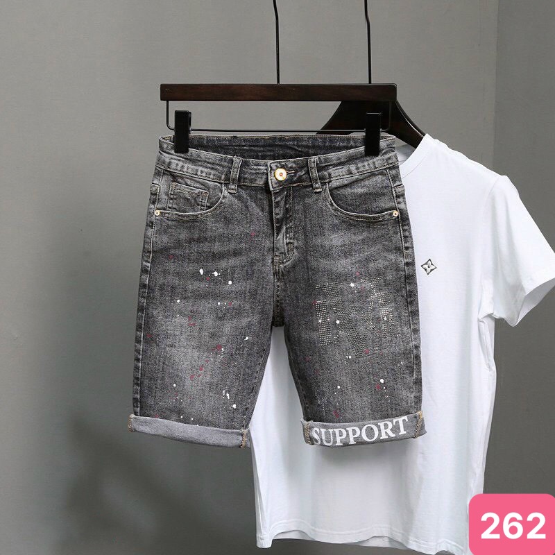 Quần short đùi jean nam xám đen không rách gối chất bò cao cấp co dãn 4 chiều cực đẹp, quần rin nam HD22 Mẫu Mới