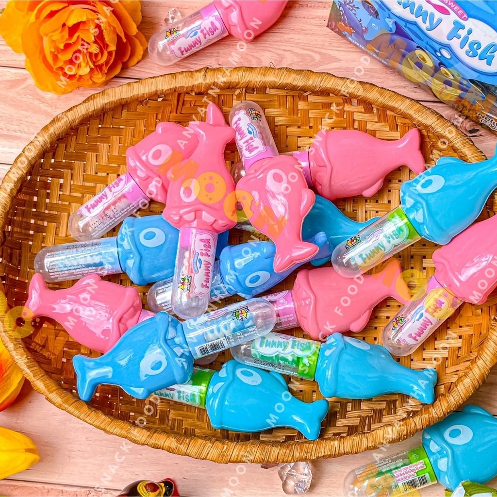 Set 10 viên kẹo mút hương trái cây hình con cá 1 viên 3,5g