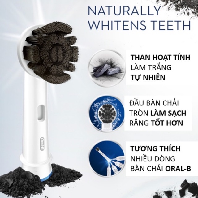 Đầu Bàn Chải Điện Oral-B Braun Charcoal Carbon Than Hoạt Tính - Tinh Chất Than Đen Làm Trắng Răng Tự Nhiên