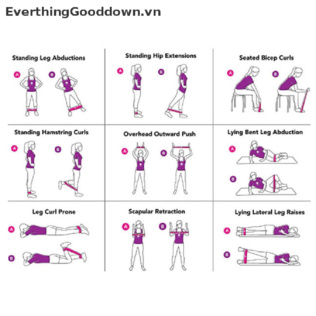 Everthinggood Đai Kháng Lực Co Giãn Hỗ Trợ Luyện Tập Yoga / Gym / Thể Hình