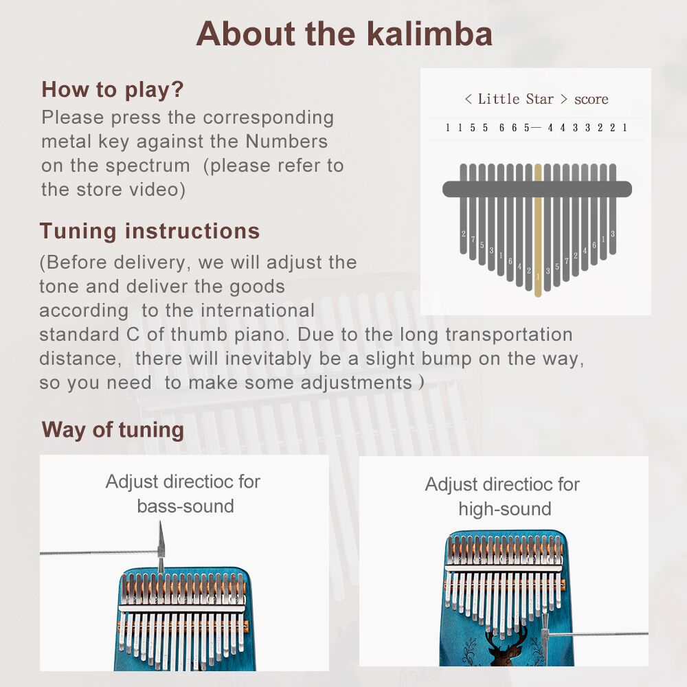 Đàn Kalimba 17 phím bằng gỗ hỗ trợ tập luyện chơi nhạc tiện dụng