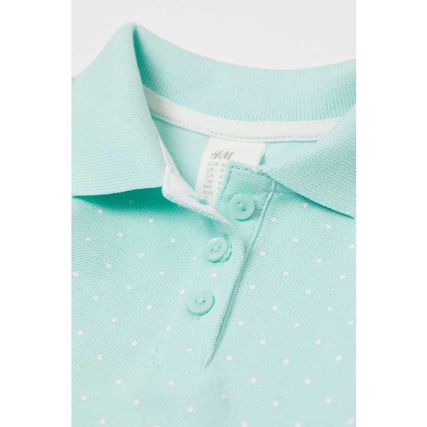Áo polo bé gái, màu xanh mint chấm bi, Hờ mờ JP săn SALE