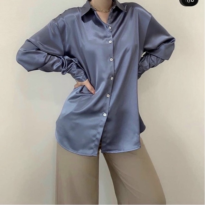 [Có sẵn] Áo Sơ Mi Lụa Công Sở Tay Dài Form Rộng Chất Cao Cấp Chuẩn Form Ảnh Thật Phong Cách Hàn Quốc | BigBuy360 - bigbuy360.vn