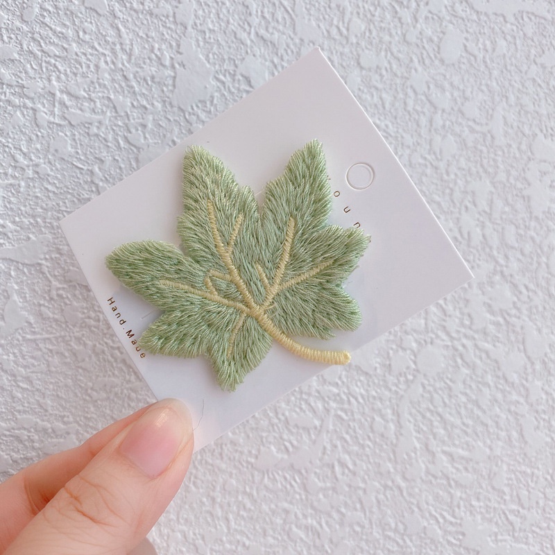 Kẹp Tóc Thêu Hình Lá Phong Xinh Xắn Phong Cách Hàn Quốc Cho Bé