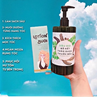 Gội bồ kết thảo dược + xịt bưởi hương nhu