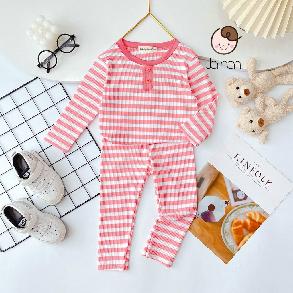 Bộ Thu Đông Cho Bé  Cao Cấp  Bộ Len Sọc Dài Tay Cúc Siêu Ấm Cho Bé Trai Bé Gái