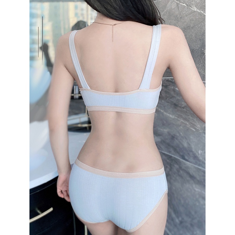 Set áo bra kèm quần chất cotton tăm dây bản dáng thể thao | BigBuy360 - bigbuy360.vn