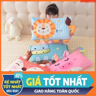 Gối cao su non cho bé vỏ gối 2 loại chất liệu, 1 mặt băng lông, 1 mặt satin [Free Ship Toàn Quốc]