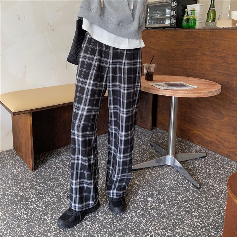 Quần Dài Nữ Xiaozhainv Họa Tiết Caro Thời Trang Phong Cách Hàn Quốc