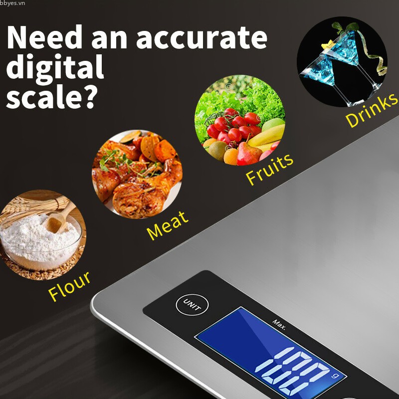 Bbyes 5kg Kitchen LCD Digital Electronic Scale Stainless Steel Food Weighing Balance