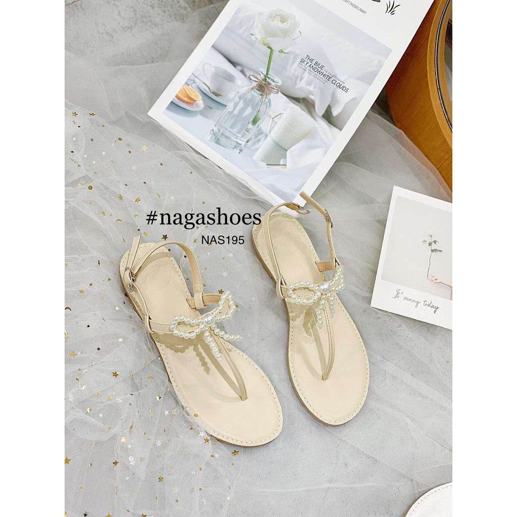 GIÀY SANDAL NAGASHOES QUAI KẸP ĐÍNH NƠ NAS195