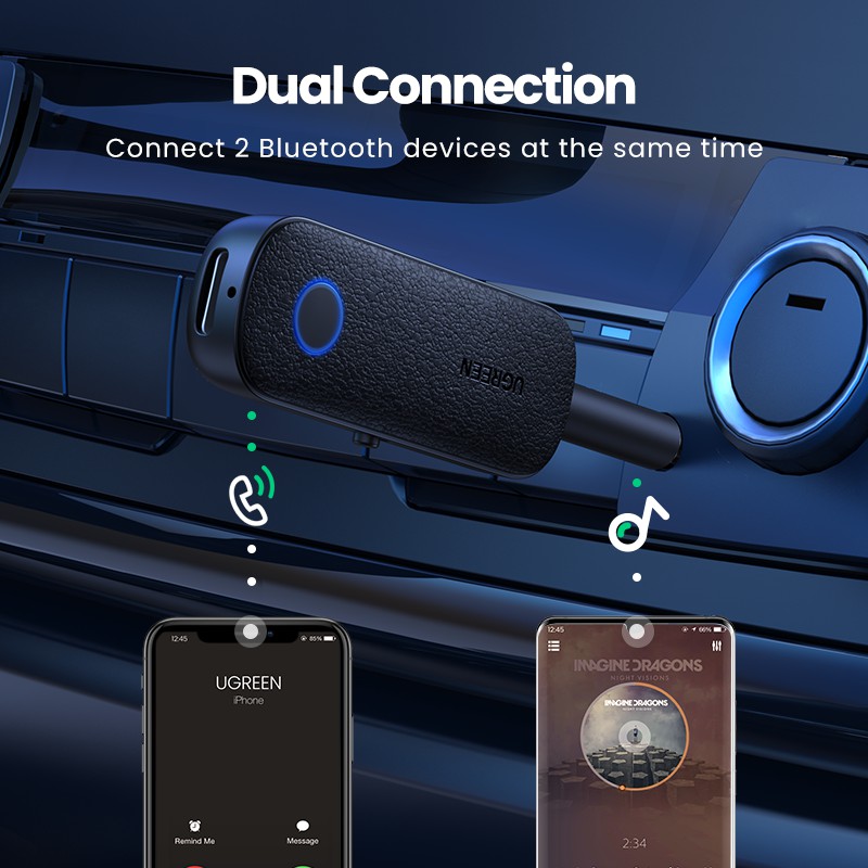 Đầu truyền tín hiệu bluetooth 5.0 Ugreen thiết kế 2 trong 1 đầu cắm 3.5mm