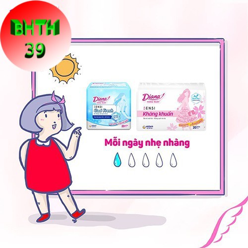 Lốc 6 gói băng vệ sinh Diana SenSi Cool Fresh siêu mỏng cánh gói 8 miếng