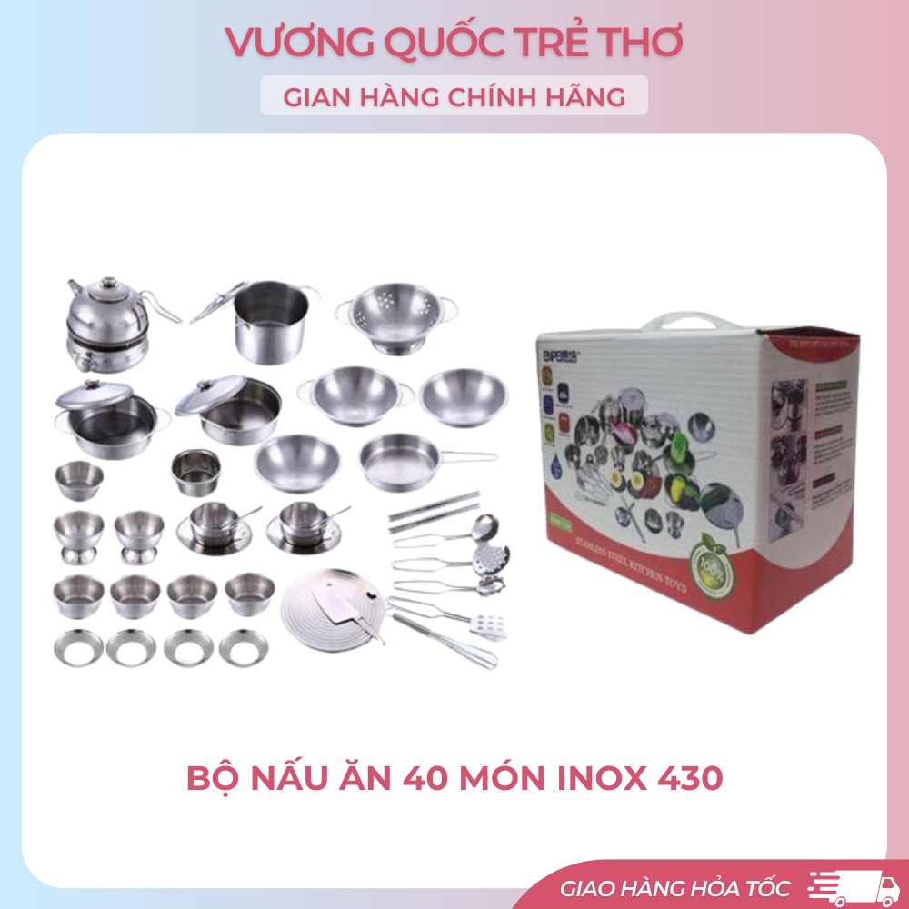 Đồ Chơi Nấu Ăn Inox 304 VuongQuocTreTho, Bộ Đồ Chơi Nấu Ăn 16 - 25 - 32 - 40 Món Cực Xịn Cho Bé Yêu