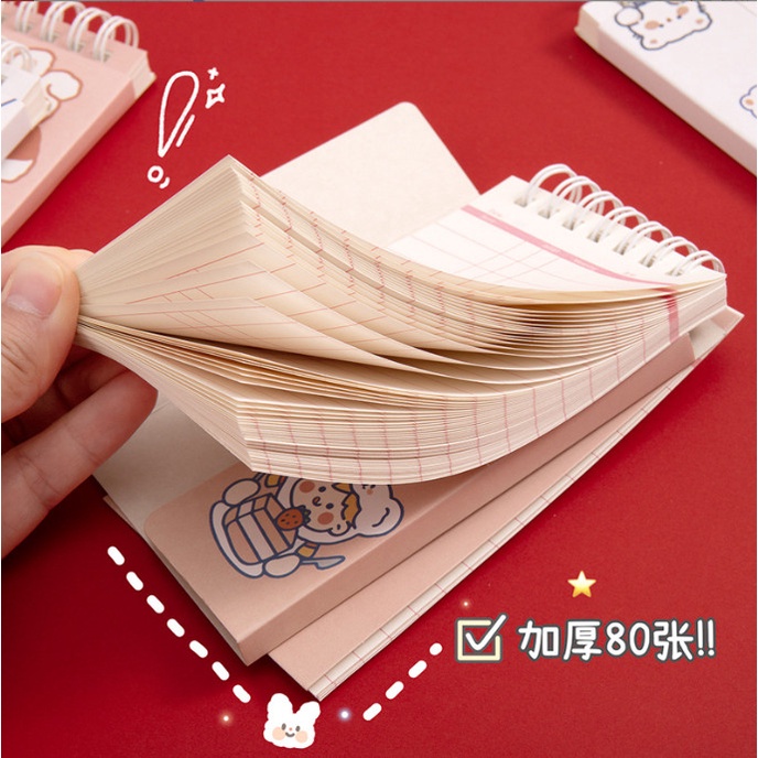 Số tay ghi chép , flash card học từ mới khổ A6 bìa hoạt hình gấp đôi siêu xinh BAG U SOA6