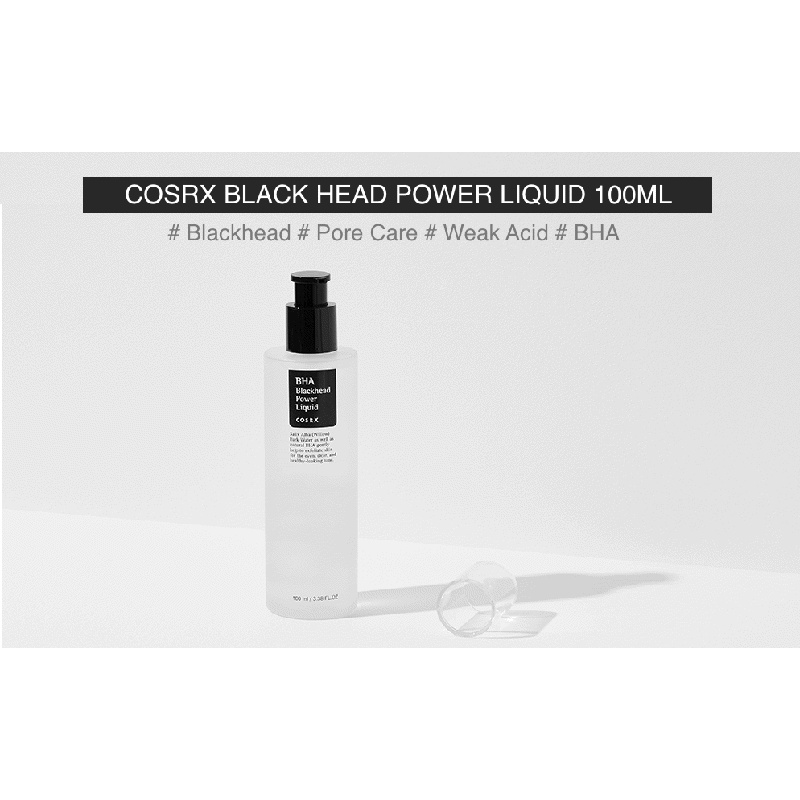 Tẩy Da Chết Hóa Học Hỗ Trợ Giảm Mụn Đầu Đen, Mụn Ẩn, Lỗ Chân Lông To COSRX BHA Blackhead Power Liquid 100ml