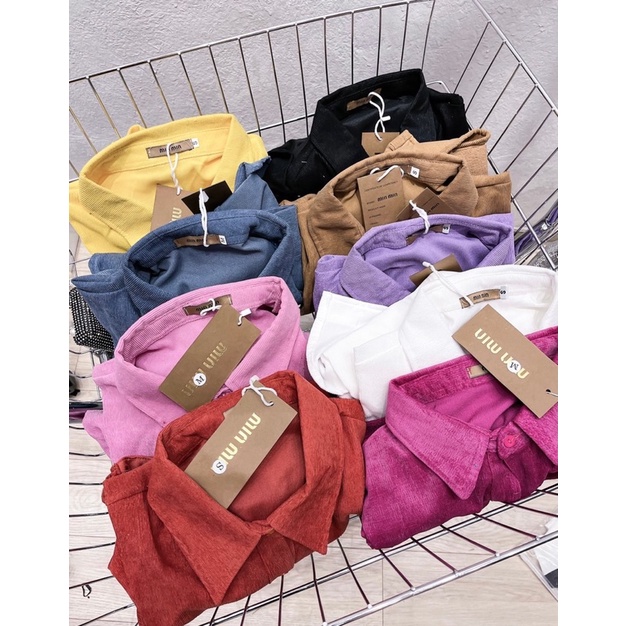 Sơ mi nhung tăm form rộng freesize nhiều màu cao cấp | BigBuy360 - bigbuy360.vn