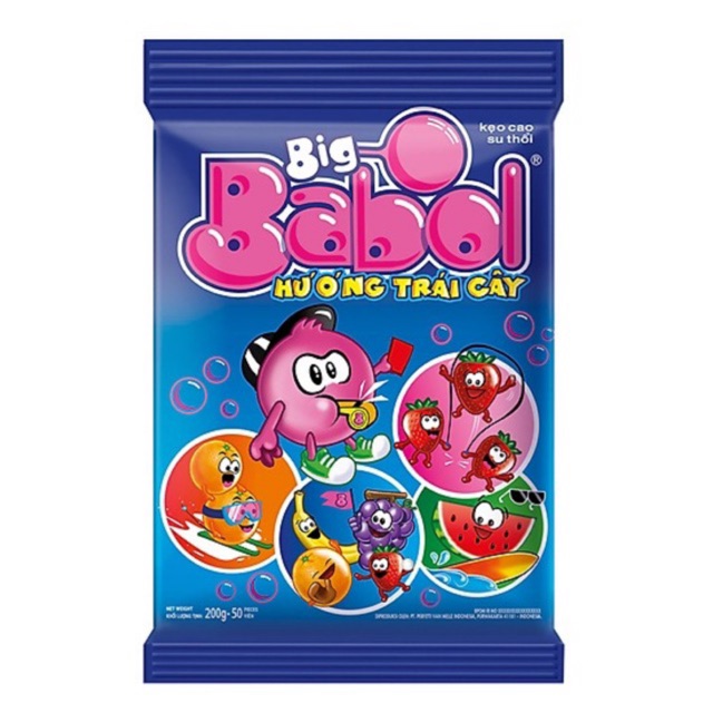 KẸO CAO SU BIG BABOL HƯƠNG TRÁI CÂY GÓI 50 VIÊN