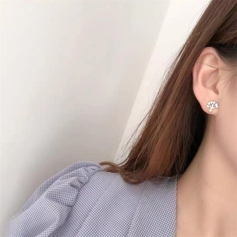 Bông Tai Bạc s925 Thiết Kế Đơn Giản Tinh Tế Phong Cách Mori Thời Trang Mới