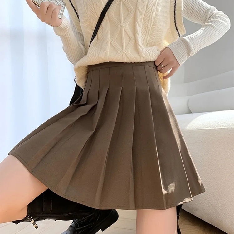 Chân váy xếp ly tennis màu nâu HUYENMY chất vải tuyết mưa cao cấp | BigBuy360 - bigbuy360.vn