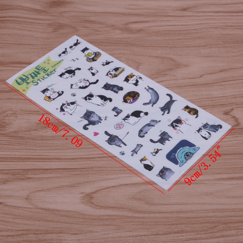 Set 6 Tấm Hình Dán Mèo Dễ Thương Dùng Để Trang Trí Album / Nhật Ký / Lịch