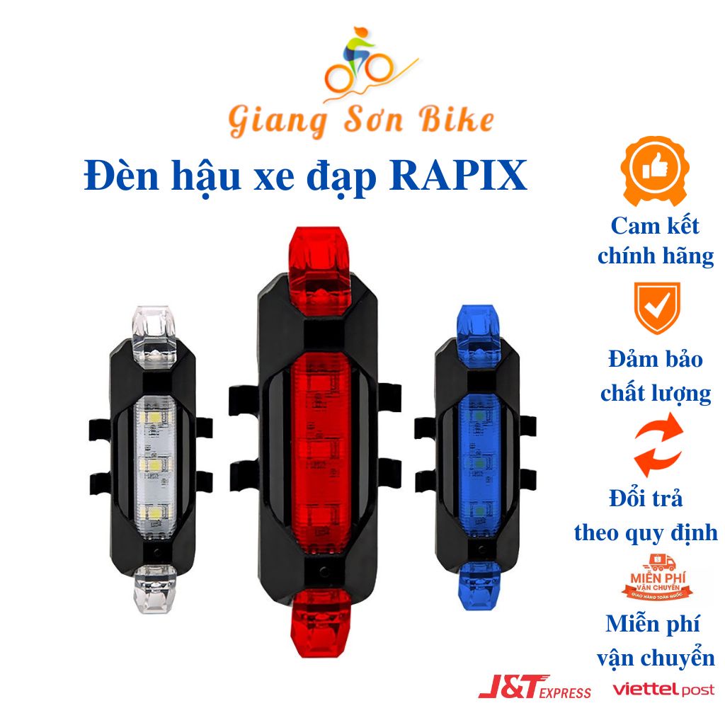 Đèn hậu xe đạp RAPIX, đèn cọc yên xe đạp thể thao chống nước, sạc USB-C- GIANG SƠN BIKE