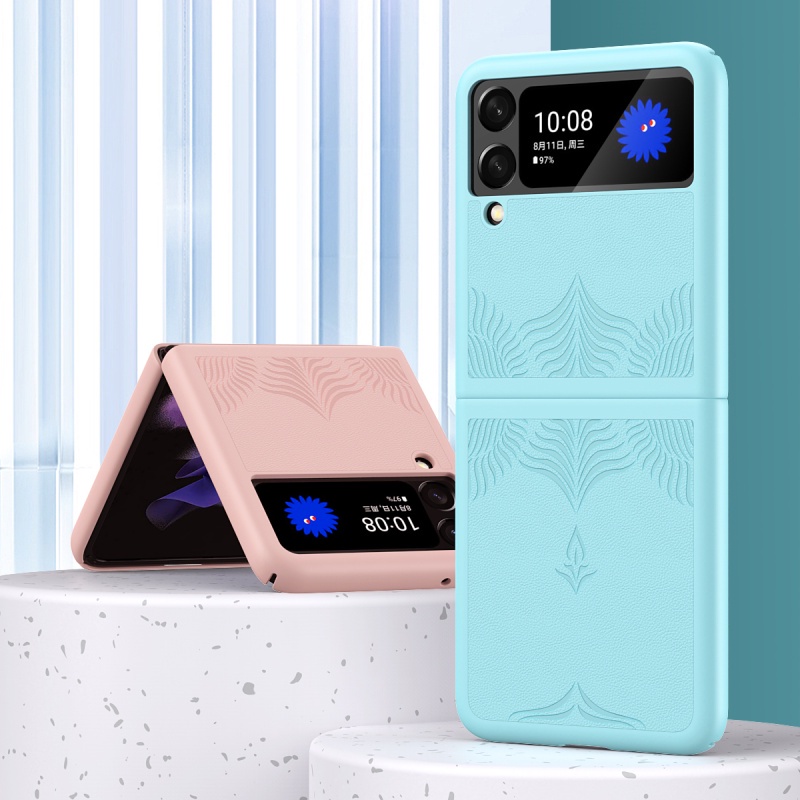 Ốp Điện Thoại Da Cứng Nắp Gập Dập Nổi Họa Tiết Cho Samsung Galaxy Z Flip 3 Z Flip3