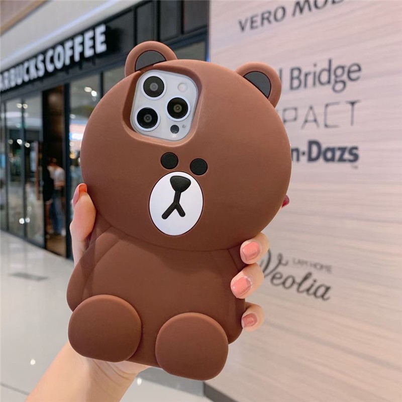 Ốp Điện Thoại Silicon Hình Gấu Nâu Hoạt Hình iphone 14 13 12 11 Pro MAX 12 Mini 13 Mini 11 Pro MAX X XS MAX XR 6 6s 7 8 + 5 5s 4 4s