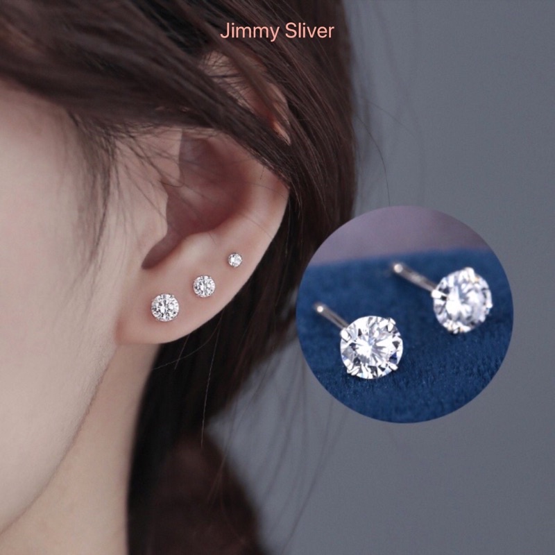 Bông tai nụ đá swarovski cực sáng-bạc Jimmy