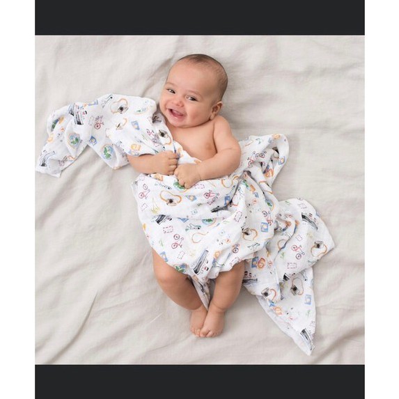 Khăn tắm xô cho bé sơ sinh, khăn quấn em bé Muslin Swaddle Organic cotton